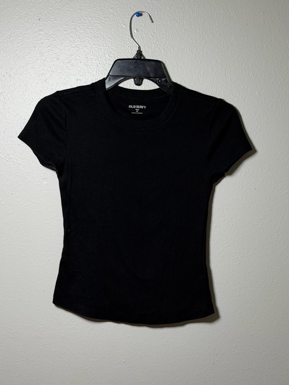 Old Navy Women Snug Black Short Sleeve Minimalist Ribbed Crewneck Tee size XS
